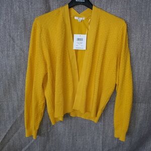 XL Dennis Basso Mustard Yellow Women's Cardigan